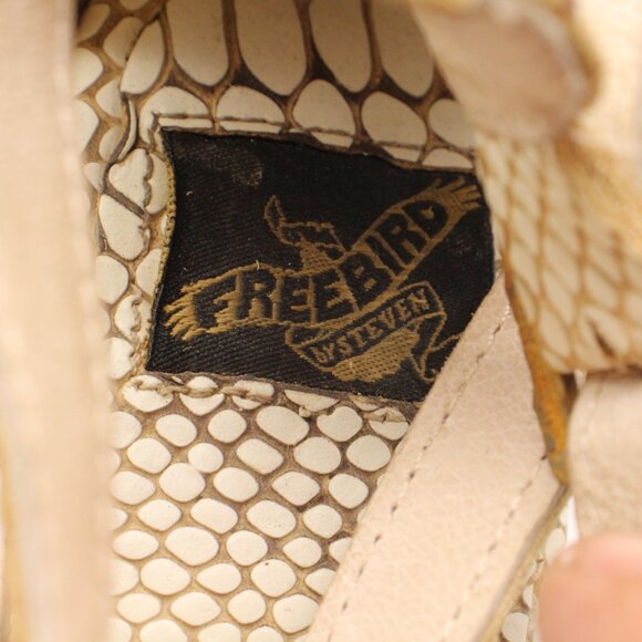 Freebird By Steven Cream Leather Croco Claw Women’s 9 Strappy Sandals Block Heel - Picture 10 of 12